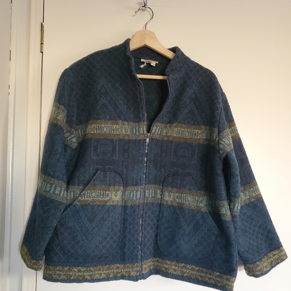 Coldwater Creek Jacket Women's Petite Small Blue And Green